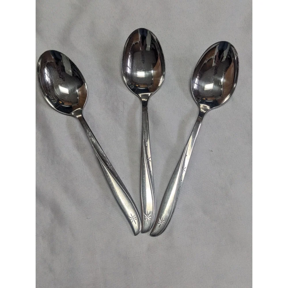 Oneida Community Twin Star Stainless Steel Spoons Set Of 3 MCM Atomic